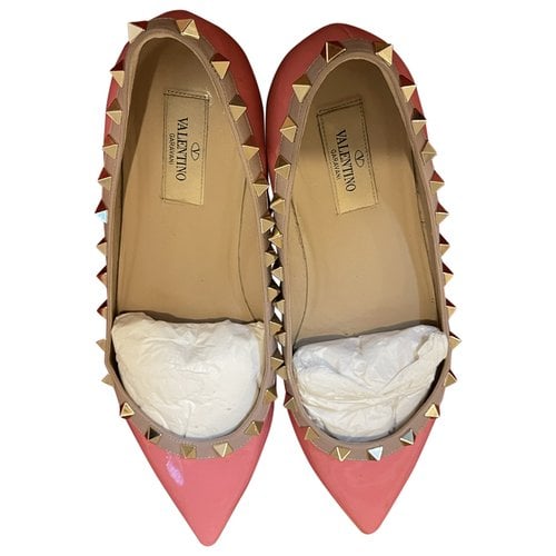 Pre-owned Valentino Garavani Leather Flats In Pink