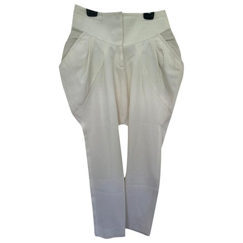 Pre-owned Givenchy Wool Trousers In Ecru