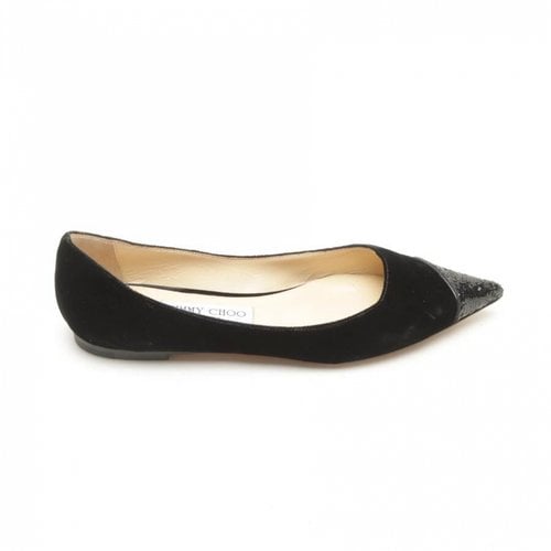 Pre-owned Jimmy Choo Fabric Flats In Black
