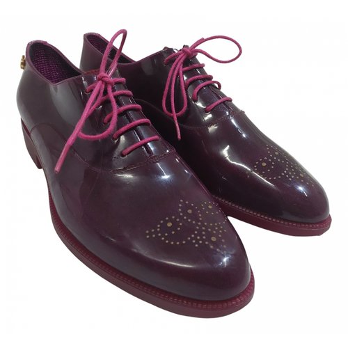 Pre-owned Lemon Jelly Patent Leather Lace Ups In Burgundy