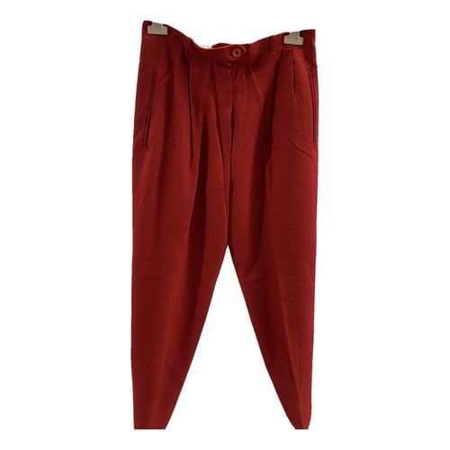 Pre-owned Dior Wool Straight Pants In Red