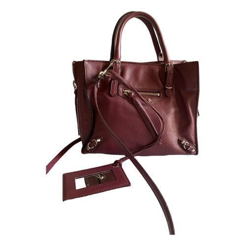 Pre-owned Balenciaga Blackout Leather Handbag In Burgundy