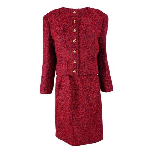 Pre-owned Christian Lacroix Wool Skirt Suit In Red