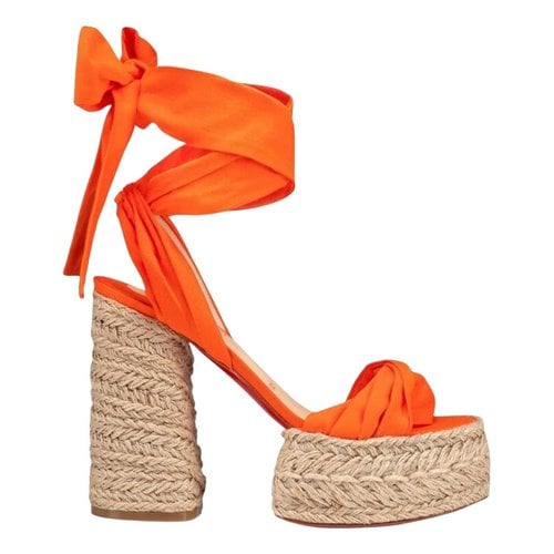 Pre-owned Christian Louboutin Fabric Sandal In Orange