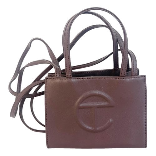 Pre-owned Telfar Small Shopping Bag Vegan Leather Tote In Brown