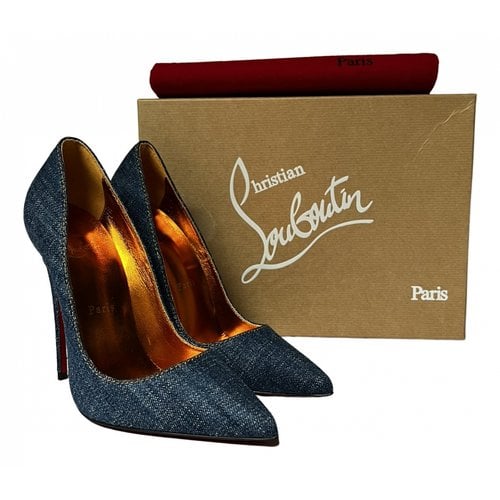 Pre-owned Christian Louboutin So Kate Fabric Heels In Blue