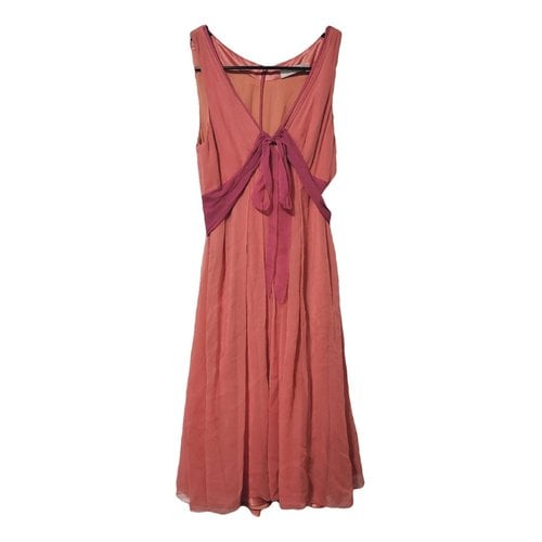 Pre-owned Badgley Mischka Silk Mid-length Dress In Pink