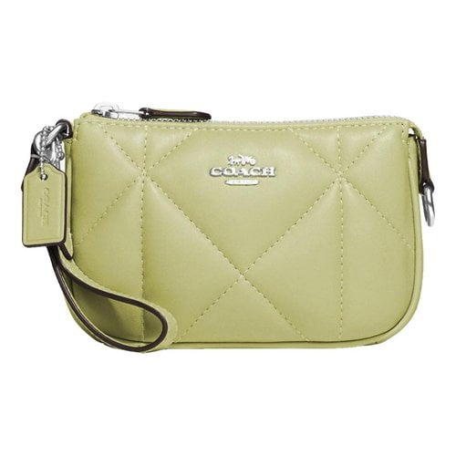 Pre-owned Coach Leather Clutch Bag In Green