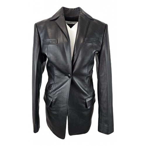 Pre-owned Alexander Wang Leather Blazer In Black