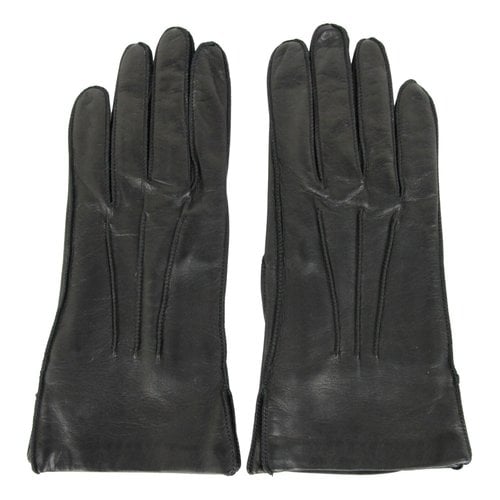 Pre-owned Bottega Veneta Leather Gloves In Black