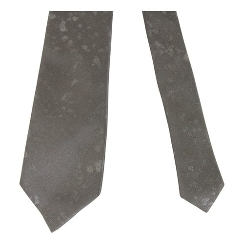 Pre-owned Bottega Veneta Silk Tie In Grey