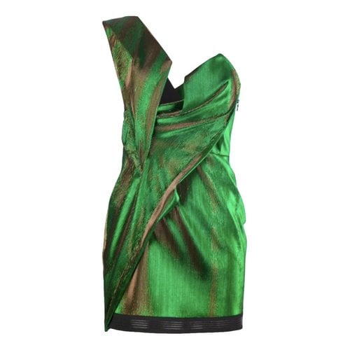 Pre-owned Anthony Vaccarello Mini Dress In Green