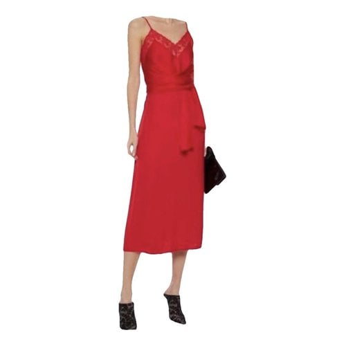 Pre-owned Sandro Silk Mid-length Dress In Red