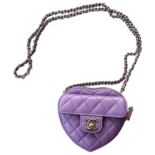 Pre-owned Chanel Leather Handbag In Purple