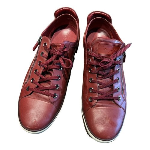 Pre-owned Louis Vuitton Leather Low Trainers In Burgundy