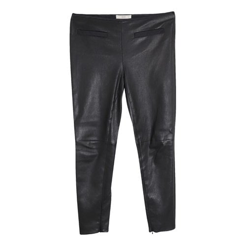 Pre-owned Prada Leather Straight Pants In Black