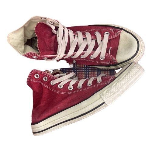 Pre-owned Converse Fabric High Trainers In Burgundy