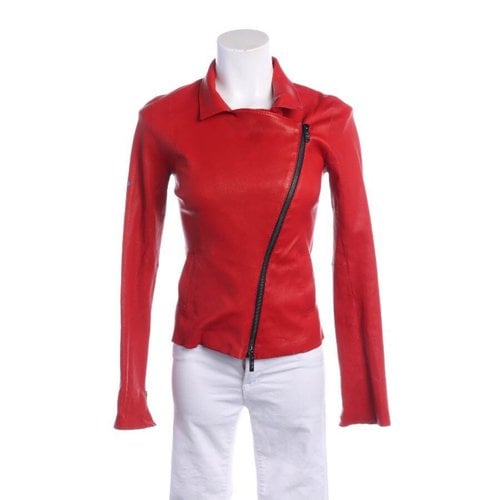 Pre-owned Utzon Leather Biker Jacket In Red