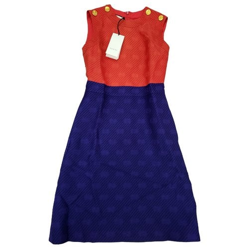 Pre-owned Gucci Wool Mid-length Dress In Blue