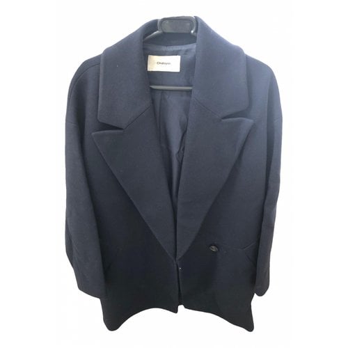 Pre-owned Chalayan Wool Coat In Navy