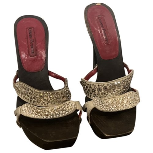 Pre-owned Cesare Paciotti Embellished Heels In Brown