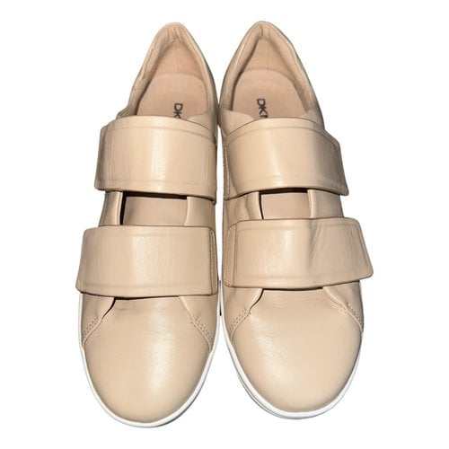 Pre-owned Dkny Leather Espadrilles In Beige