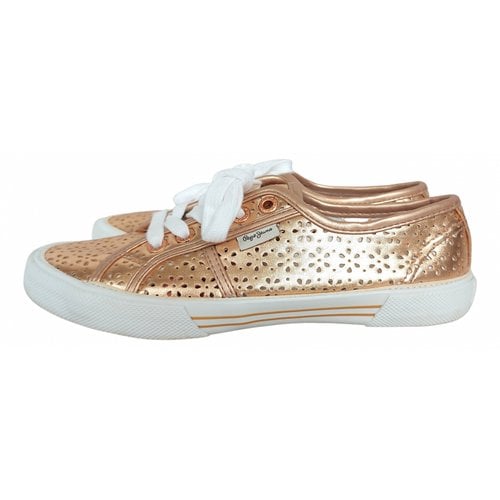 Pre-owned Pepe Jeans Leather Trainers In Metallic