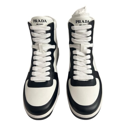 Pre-owned Prada Leather High Trainers In White
