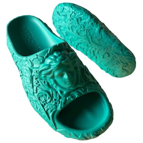 Pre-owned Versace Sandals In Turquoise