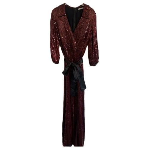 Pre-owned Alice And Olivia Embellished Maxi Dress In Burgundy