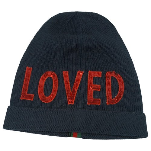 Pre-owned Gucci Wool Beanie In Blue