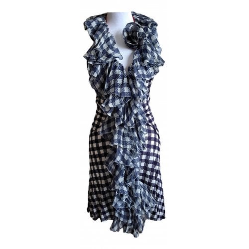 Pre-owned Roberto Cavalli Silk Mid-length Dress In Blue