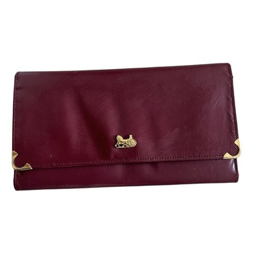 Pre-owned Celine Leather Wallet In Burgundy