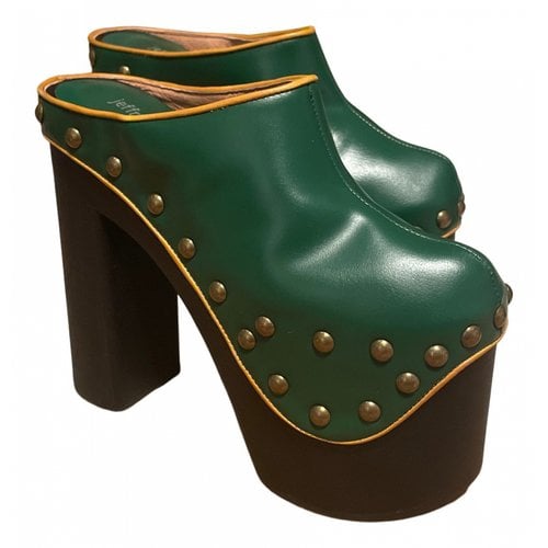 Pre-owned Jeffrey Campbell Leather Mules & Clogs In Green
