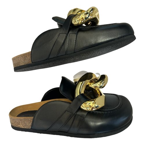 Pre-owned Jw Anderson Leather Sandals In Black