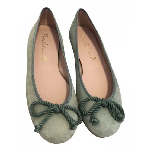Pre-owned Pretty Ballerinas Ballet Flats In Green
