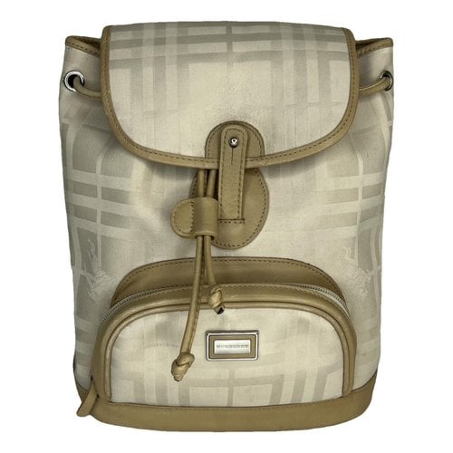 Pre-owned Burberry Leather Backpack In Beige