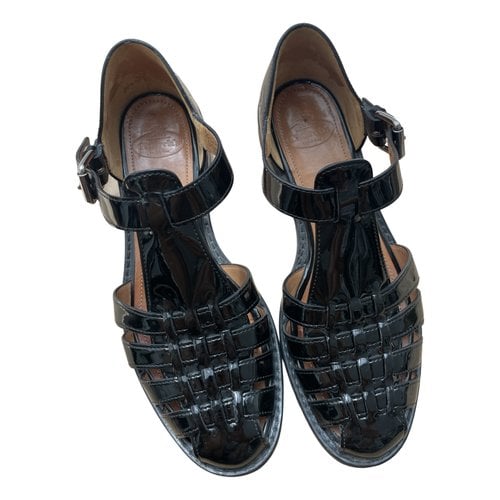 Pre-owned Church's Patent Leather Sandals In Black