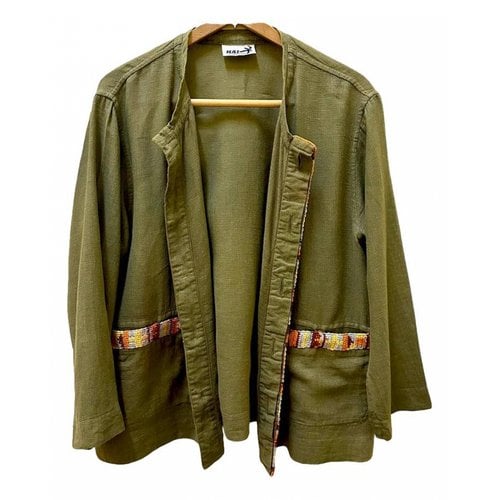 Pre-owned Issey Miyake Linen Jacket In Green