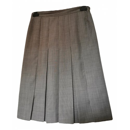 Pre-owned Pierre Balmain Wool Mid-length Skirt In Grey
