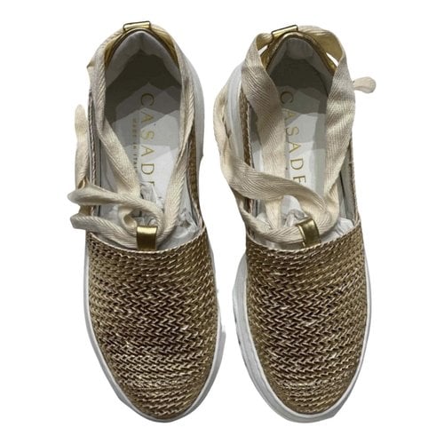 Pre-owned Casadei Leather Trainers In Gold