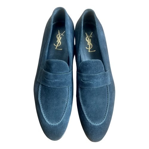 Pre-owned Saint Laurent Flats In Blue