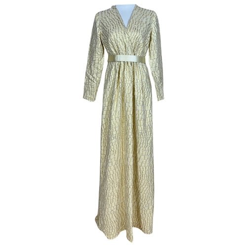 Pre-owned Max Mara Atelier Silk Maxi Dress In Gold