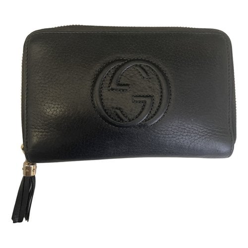 Pre-owned Gucci Soho Leather Wallet In Black