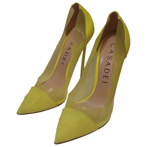 Pre-owned Casadei Heels In Yellow