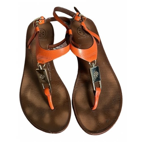 Pre-owned Tory Burch Leather Sandal In Orange
