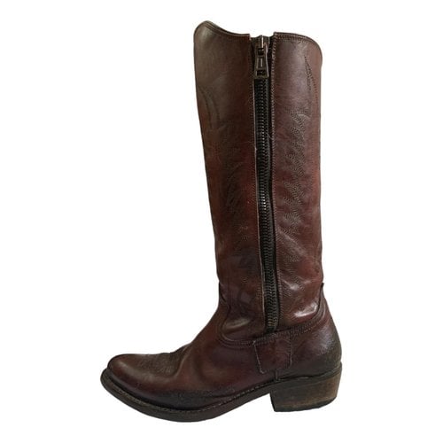 Pre-owned Golden Goose Leather Cowboy Boots In Brown