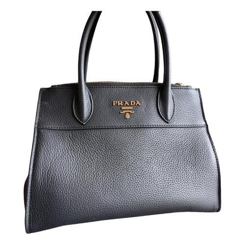 Pre-owned Prada Monochrome Leather Handbag In Black