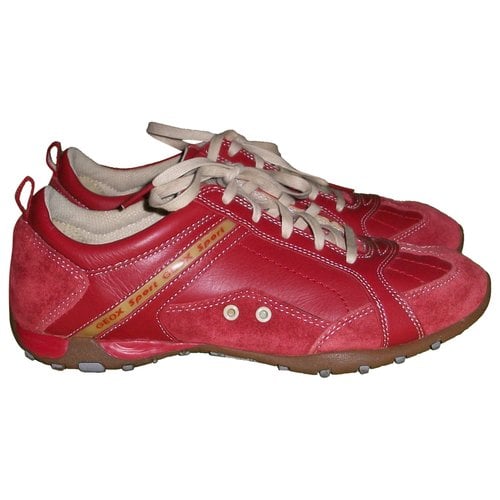 Pre-owned Geox Leather Flats In Red