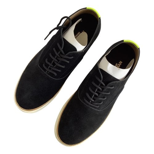 Pre-owned Junya Watanabe Leather Trainers In Black
